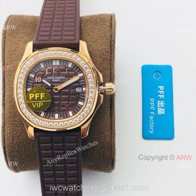 PFF Replica Patek Philippe Aquanaut Luce Lady Quartz Watch Chocolate Dial