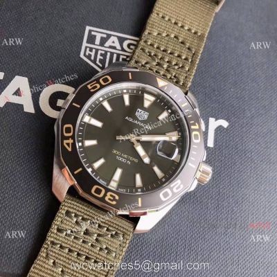 2020 AAA Replica Tag Heuer Aquaracer 300 meters Watch Military Green Face Ceramic Bezel