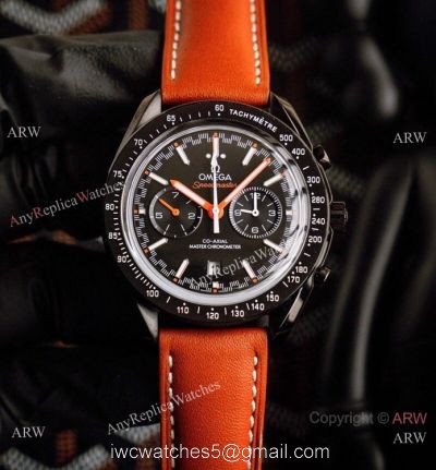 Best Quality Omega Speedmaster Racing Watch Black Case Brown Leather Strap