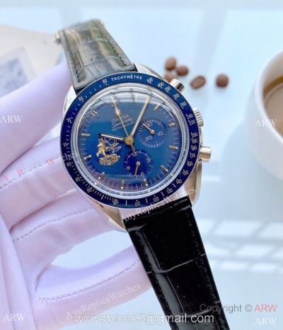 Buy Replica Omega Apollo 11 Chronnograph Watch Silver Case Blue Face