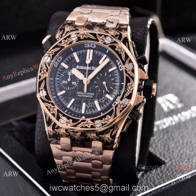 Copy Audemars Piguet Diver Rose Gold Engraving Watches Chronograph Movement