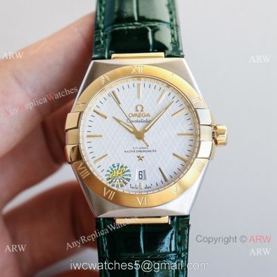 New! Swiss Grade Omega Constellation Gents Watches Green Leahter Strap