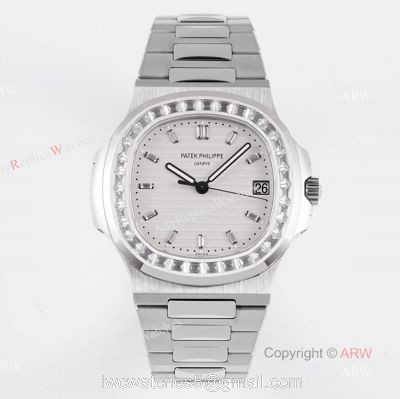 (PPF) V4 Version  Best Replica Patek Philippe Diamond Watch With White Dial Diamond Markers