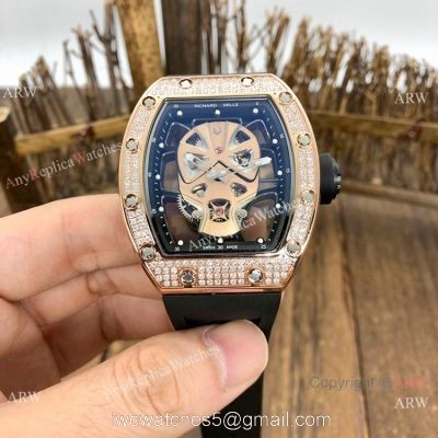 NEW! Replica Richard Mille RM52-06 Tourbillon Mask Watches Rose Gold  Diamond