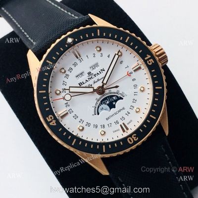 2020 New! AAA Replica Blancpain Bathyscaphe Moon phase White Dial Watch 43mm