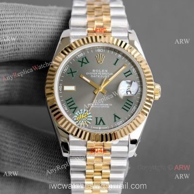 (TW) Swiss Copy Rolex Datejust II Green Roman Two Tone Watch 41mm