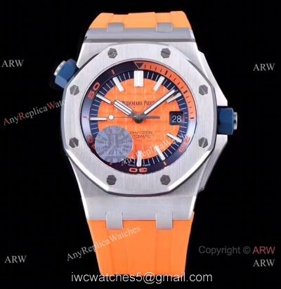 JF Factory V8 1:1 Best Audemars Piguet Divers Watch Orange Rubber Strap