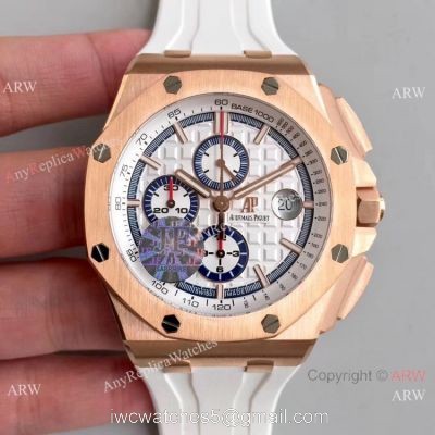 (JF) Replica Audemars Piguet Royal Oak Offshore JF Factory 3126 V2 Chronograph Watch Rose Gold and White