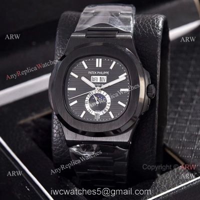 Solid Black Patek Philippe Annual Calendar Copy Watches 39.5mm