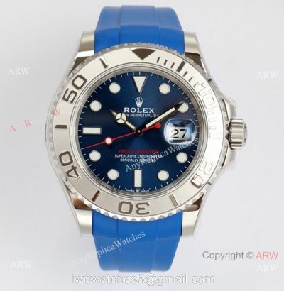 EW Factory Rolex Yacht Master 40mm Swiss 3235 904L Blue Rubber Watch AAA Replica