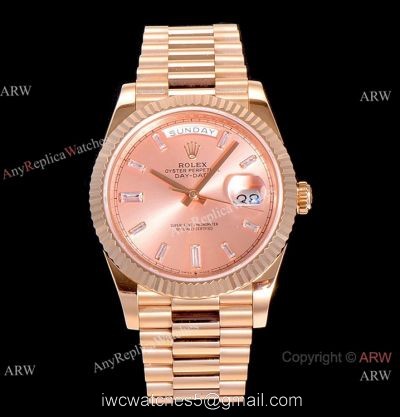 (GM) New Copy Rolex Day-Date 40mm Swiss 2836 Champagne Dial with Diamonds