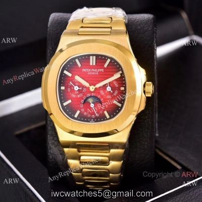 Knockoff Patek Philippe Nautilus Moon Phase Red Gradient Dial Watches 40mm