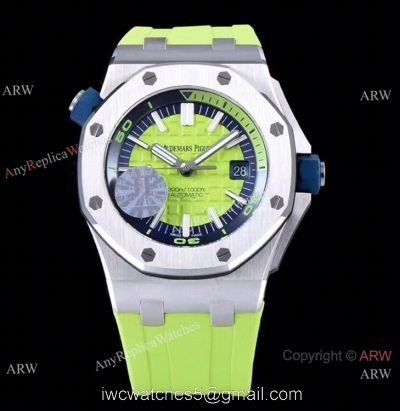 JF Factory V8 1:1 Best Audemars Piguet Divers Watch Green Rubber Strap