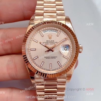 AAA Grade Replica Noob Rolex Day Date Rose Gold Swiss 3255 Automatic Watch