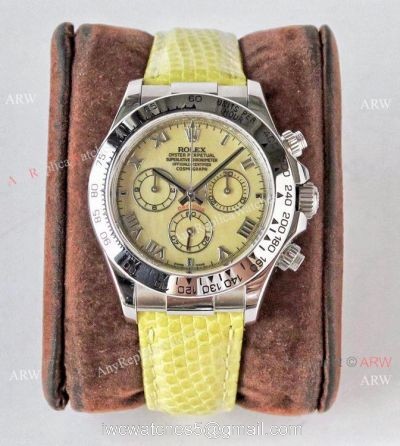 NEW! TW Factory Rolex Cosmograph Daytona Mother of Pearl Watch Yellow Leather Strap