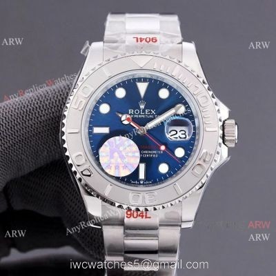 AAA Swiss Copy Rolex Yachtmaster Blue Dial Watch 904L ETA2836