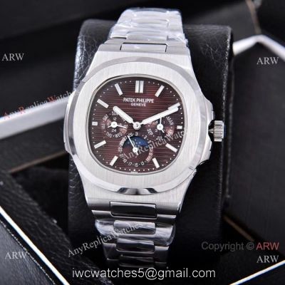 Knockoff Patek Philippe Nautilus Moon Phase 40mm Watches Stainless Steel Brown Dial