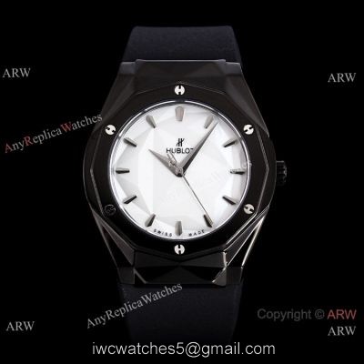 High Quality Hublot Sang Bleu White Dial Black Case Watch