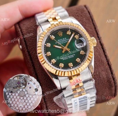 Swiss Quality Rolex Datejust Watches Two Tone Green Dial