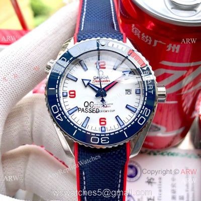 NEW! Omega Seamaster Planet Ocean 600M Americas Cup Edition Rubber Strap Watch