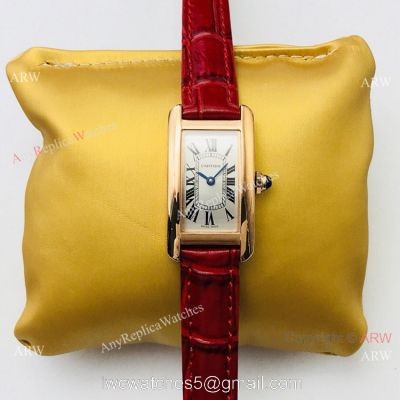 2020 Replica Cartier Tank Americaine Swiss Quartz Rose Gold Watches Lady Size