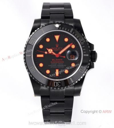 2021 New! Swiss Grade Rolex Submariner Blaken IPK 2824 Men Watch Orange Markers