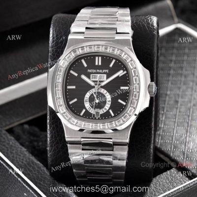 Patek Philippe Annual Calendar Copy Watches Stainless Steel with Diamond 40mm