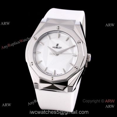 New Style Replica Hublot Sang Bleu Watches White Rubber Strap 45mm
