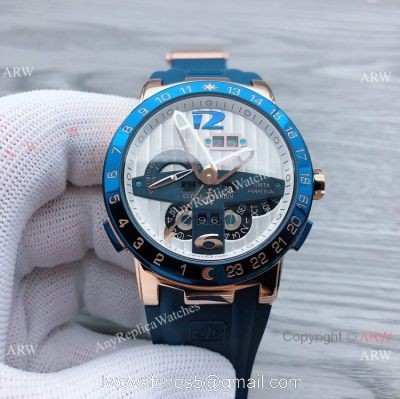 Ulysse Nardin GMT Perpetual Blue Bezel Rose Gold Men Watches