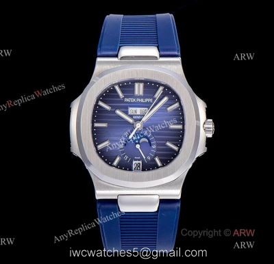 (GR) V2 Version  New Patek Philippe Nautilus Annual Calendar 5726 Blue Dial Blue Rubber Replica Watch