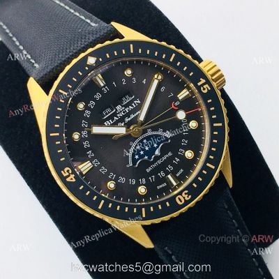 2020 New! Swiss Copy Blancpain Fifty Fathoms Bathyscaphe 5054 Watch Black Moon Dial