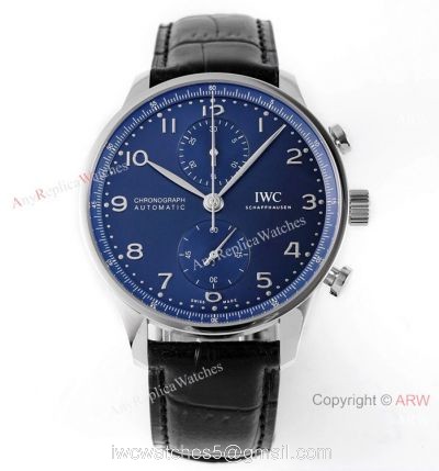New! Swiss Replica IWC Schaffhausen Portugieser Chronograph Watch Blue Dial