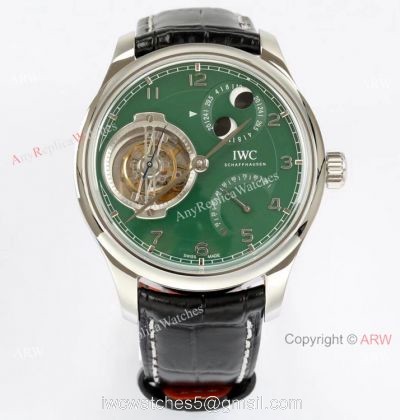 New! Swiss Grade Copy IWC Portugieser Constant Force Tourbillon Watch Green Dial