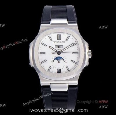 (GR) V2 Version  New Patek Philippe Nautilus Annual Calendar 5726 Moonphase Watch With Black Rubber Strap