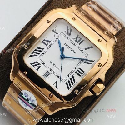 1:1 Copy  BV Factory Replica Cartier Santos Rose Gold Watches With SmartLink QuickSwitch Band