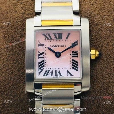 Super Replica Cartier Tank Francaise Watch 2-Tone Pink Face 20