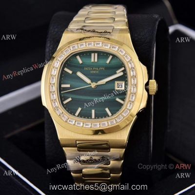 Copy Patek Philippe Nautilus 40mm Watches New Green Dial Gold Case