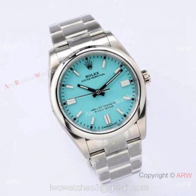 2020 Novelty! Grade AAA Copy Rolex Oyster Perpetual 36mm EWF 3230 904L Turquoise Blue Dial Watch For Men
