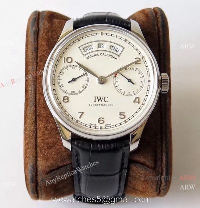 Swiss Grade 1A IWC Portugieser Annual Calendar IW503501 ZF White Dial Leather Strap