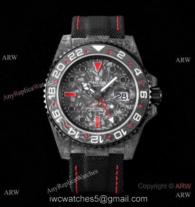 2021 New Rolex DiW Forged Carbon GMT-Master II Custom Wrist JH Factory Cal.3186 Red Version