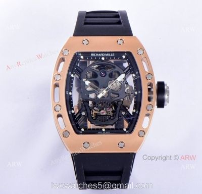 JB Factory Richard Mille RM 52-01 Skull Tourbillon Watch Rose Gold High Copy