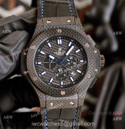 2021 New Hublot Big Bang Carbon Fiber Watches Blue Markers