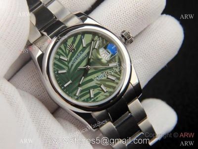Rolex new Datejust 36 Olive Green Palm dial SS Oyster Bracelet AAA Copy