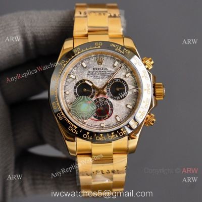 New 2021! AAA Replica Rolex Daytona Gold Meteorite Watch 43mm