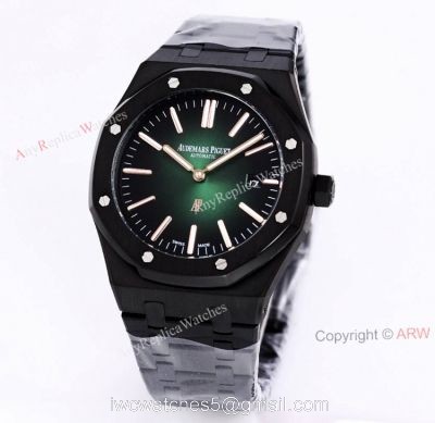 New Audemars Piguet Royal Oak Jumbo Green Dial All Black Mens Replica Watches 41mm