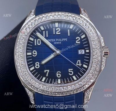 3k Factory Patek Philippe Aquanaut Blue Dial Diamond Bezel Watch 42mm High Copy