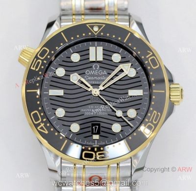 2021 Latest Replica Omega Seamaster Diver 300m OR 8800 Two Tone Black Dial Watch 42mm