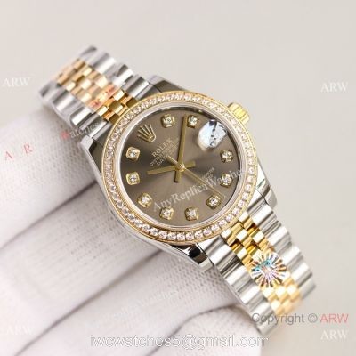 TR Factory 904L Swiss Rolex Datejust 31mm Lady Watch Gray Diamond Dial