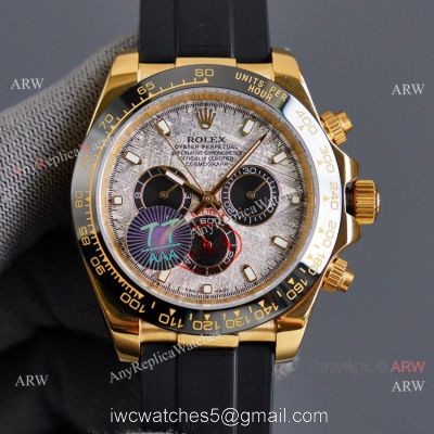 New! Swiss Quality Rolex Daytona Meteorite Dial Gold Case Watch