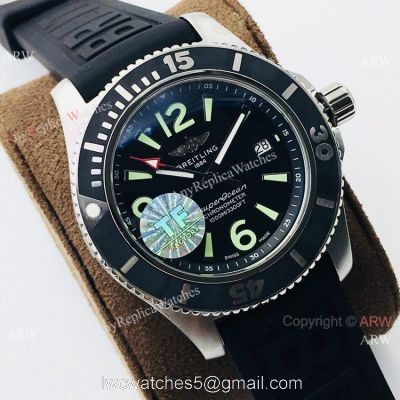2021 New! TF Factory Breitling Superocean 44mm Watch Black Dial Rubber Strap